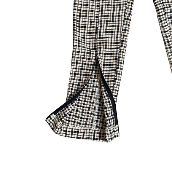 Who What Wear Houndstooth Plaid Straight Leg Pants Front Zip Brown Black 4 - Picture 4 of 8
